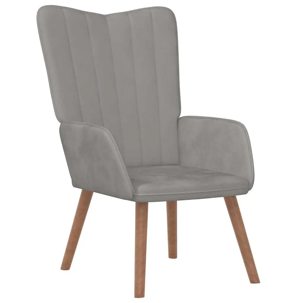 Grey Velvet Relaxing Chair with Matching Stool