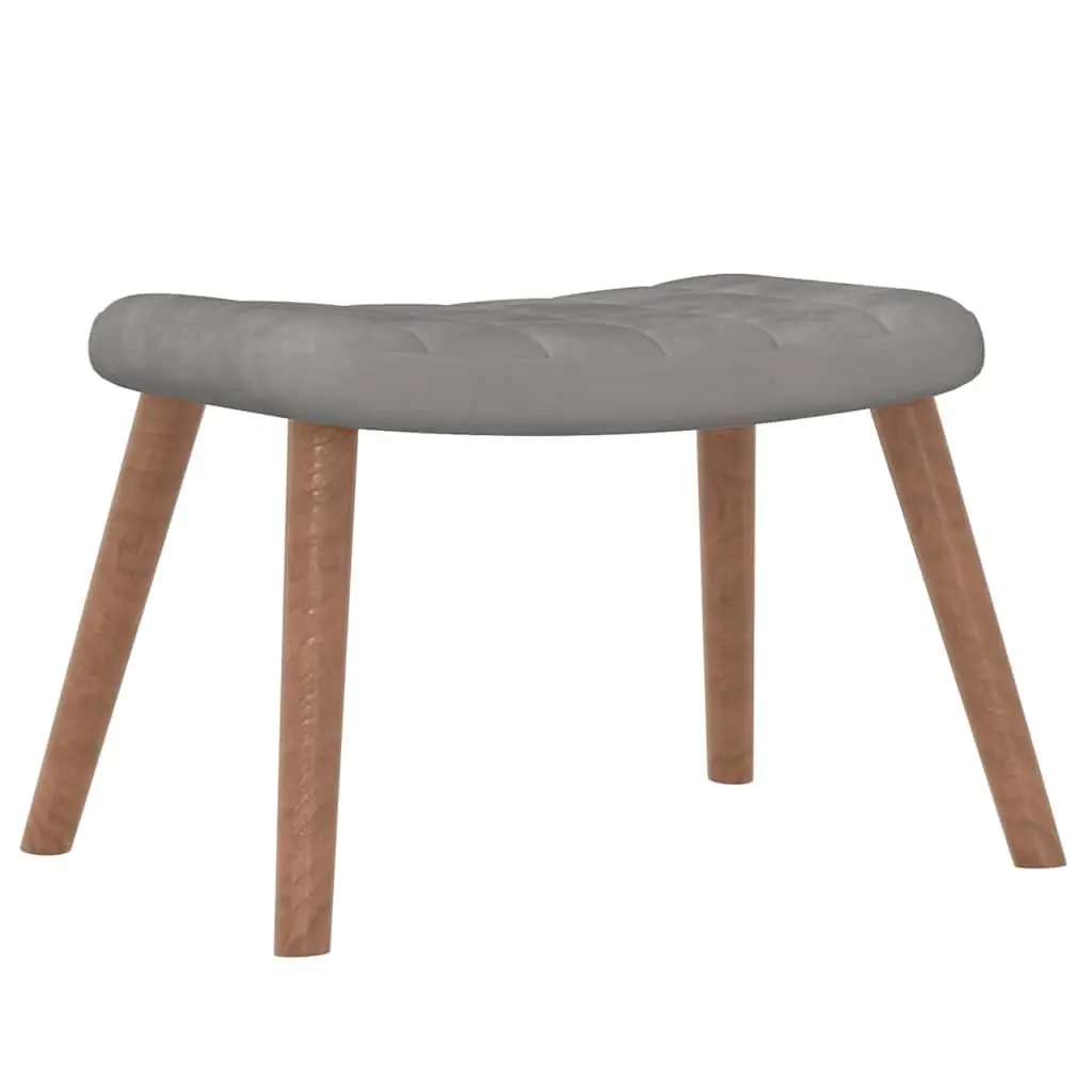 Grey Velvet Relaxing Chair with Matching Stool