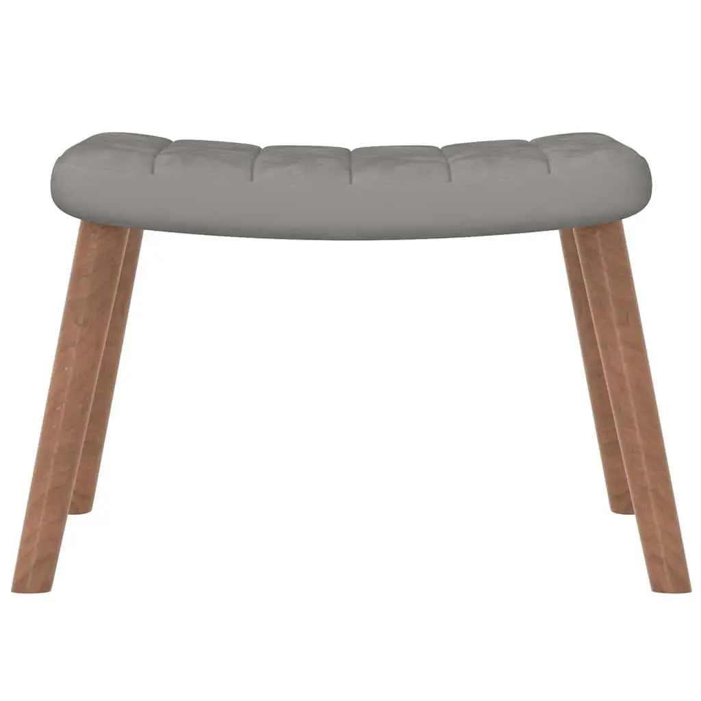 Grey Velvet Relaxing Chair with Matching Stool