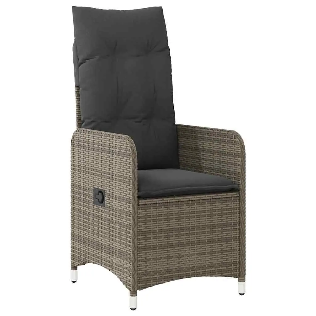 5 Piece Outdoor Bistro Set PE Rattan Frame Acacia Wood Table Grey