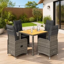 Premium 5-Piece Grey Bistro Set with Cushions