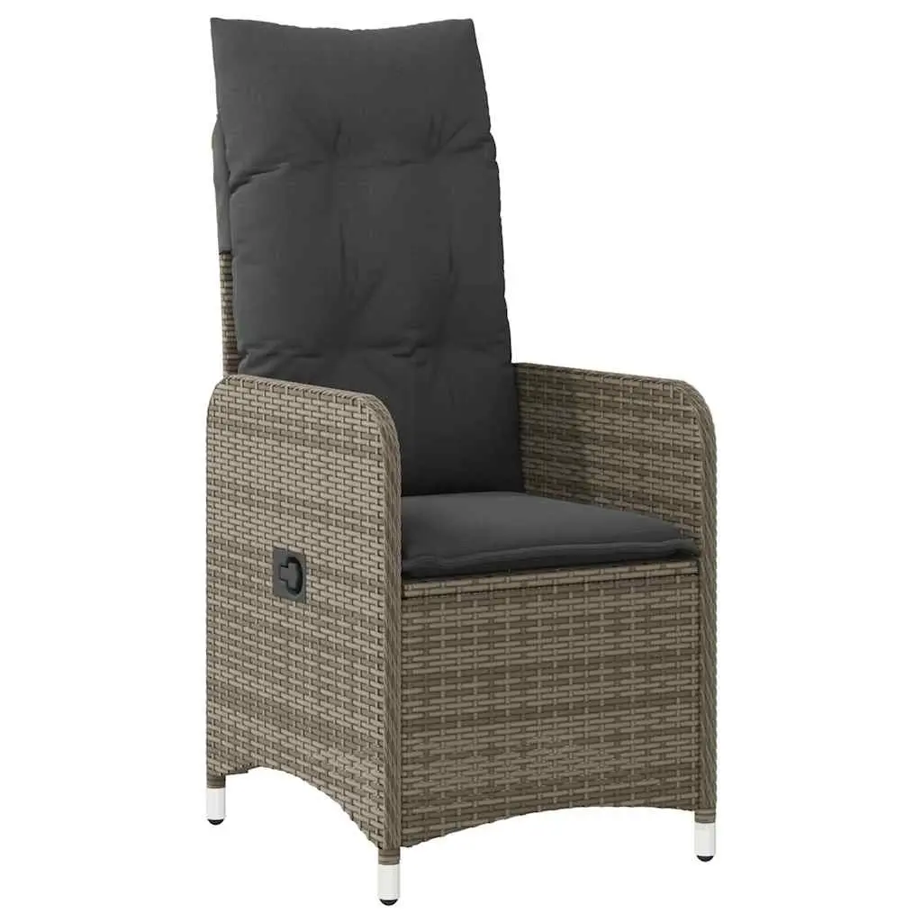 7 Piece Garden Bistro Set PE Rattan Acacia Wood Grey