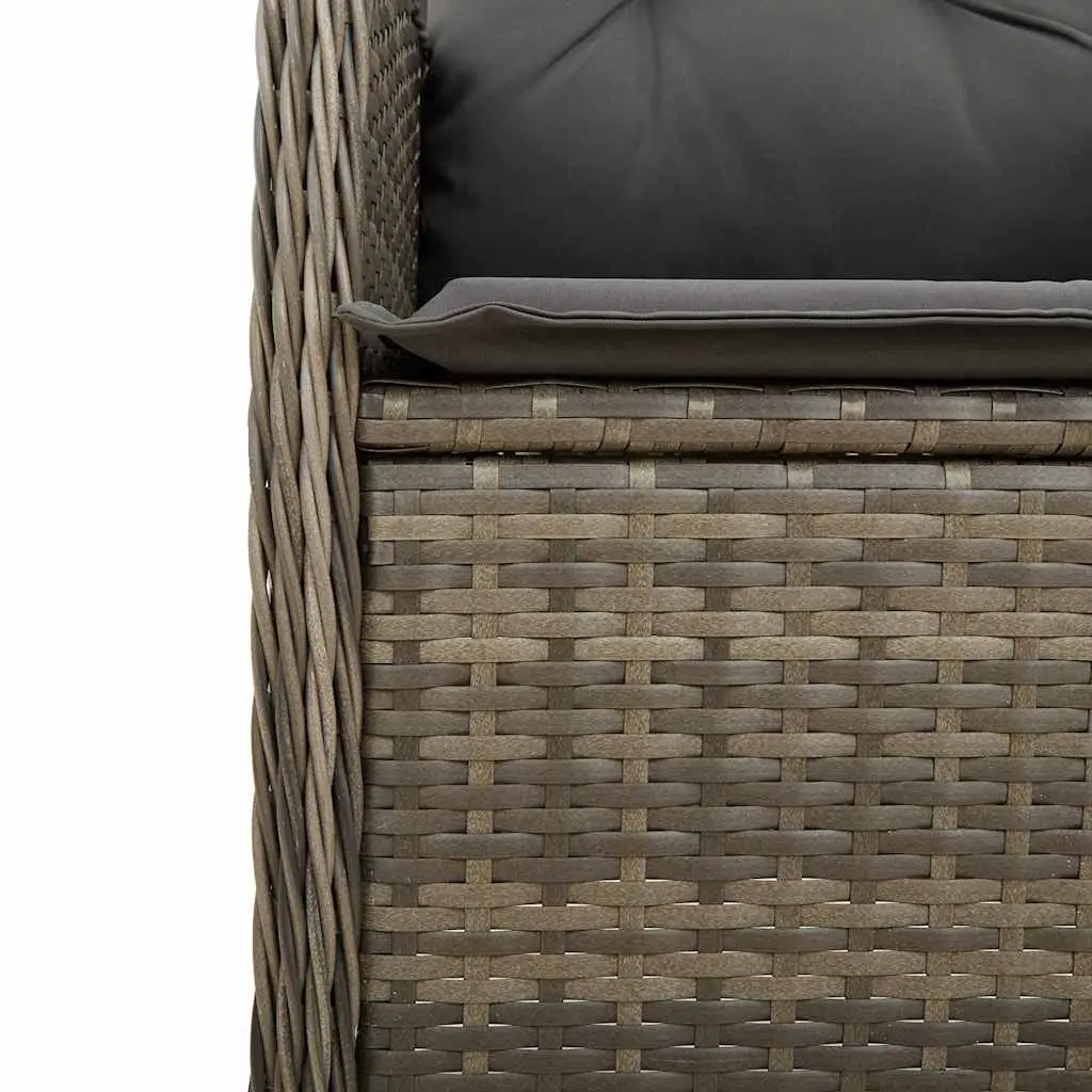 9 Piece Garden Bistro Set Poly Rattan Acacia Wood Table Grey