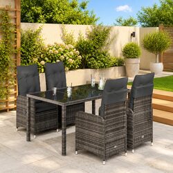 Premium 5 Piece Grey Outdoor Bistro Set with Cushions