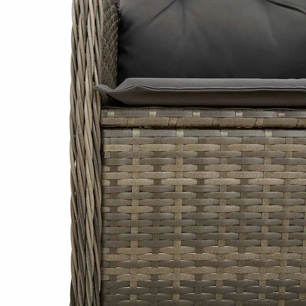 Outdoor Bistro Set Poly Rattan 5 Piece Grey Garden Furniture with Cushions