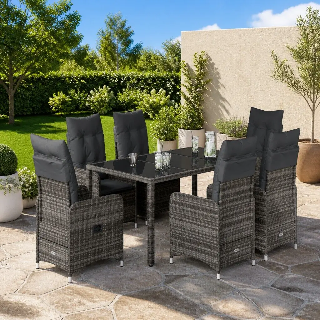 Bistro Set PE Rattan 5 Piece Outdoor Furniture Grey Table Chairs