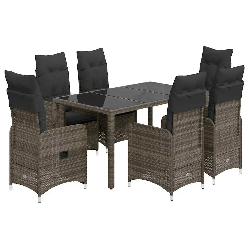 Bistro Set PE Rattan 5 Piece Outdoor Furniture Grey Table Chairs