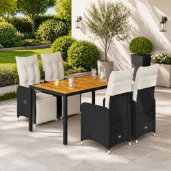Durable 5 Piece Black Poly Rattan Garden Bistro Set