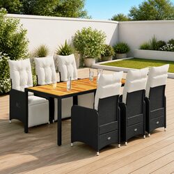 7 Piece Bistro Set with Cushions for Outdoor Dining