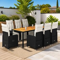 Sturdy 9 Piece Garden Bistro Set with Cushions