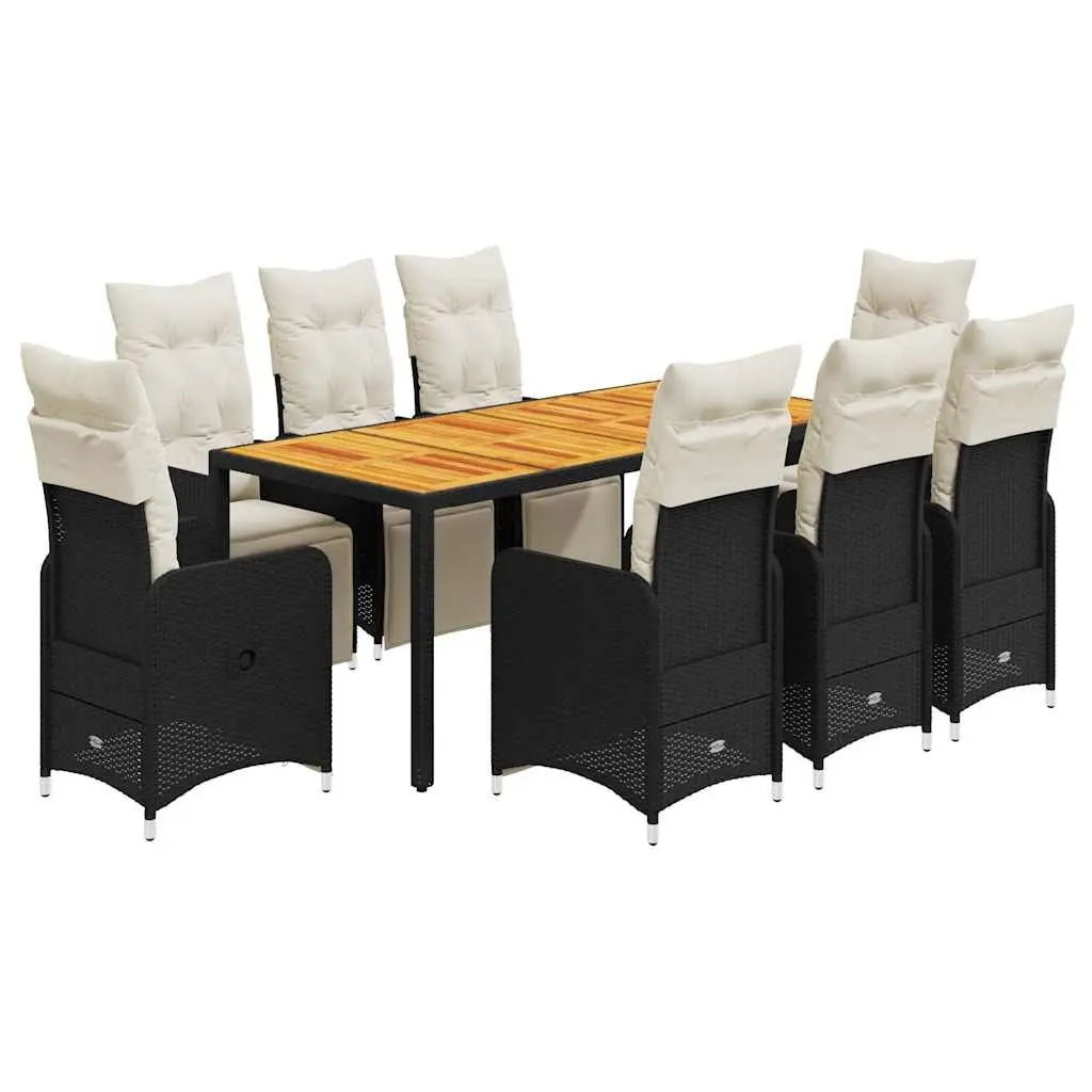 9 Piece Garden Bistro Set with Cushions