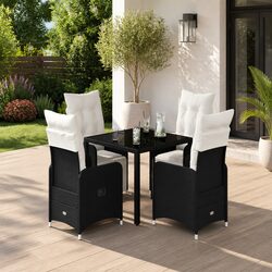 Sturdy 5-Piece Outdoor Bistro Set with Cushions in Black