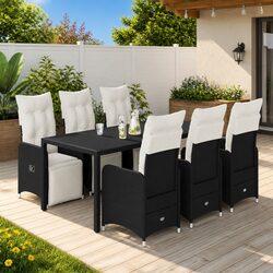 High-Quality 7 Piece Black Poly Rattan Bistro Set