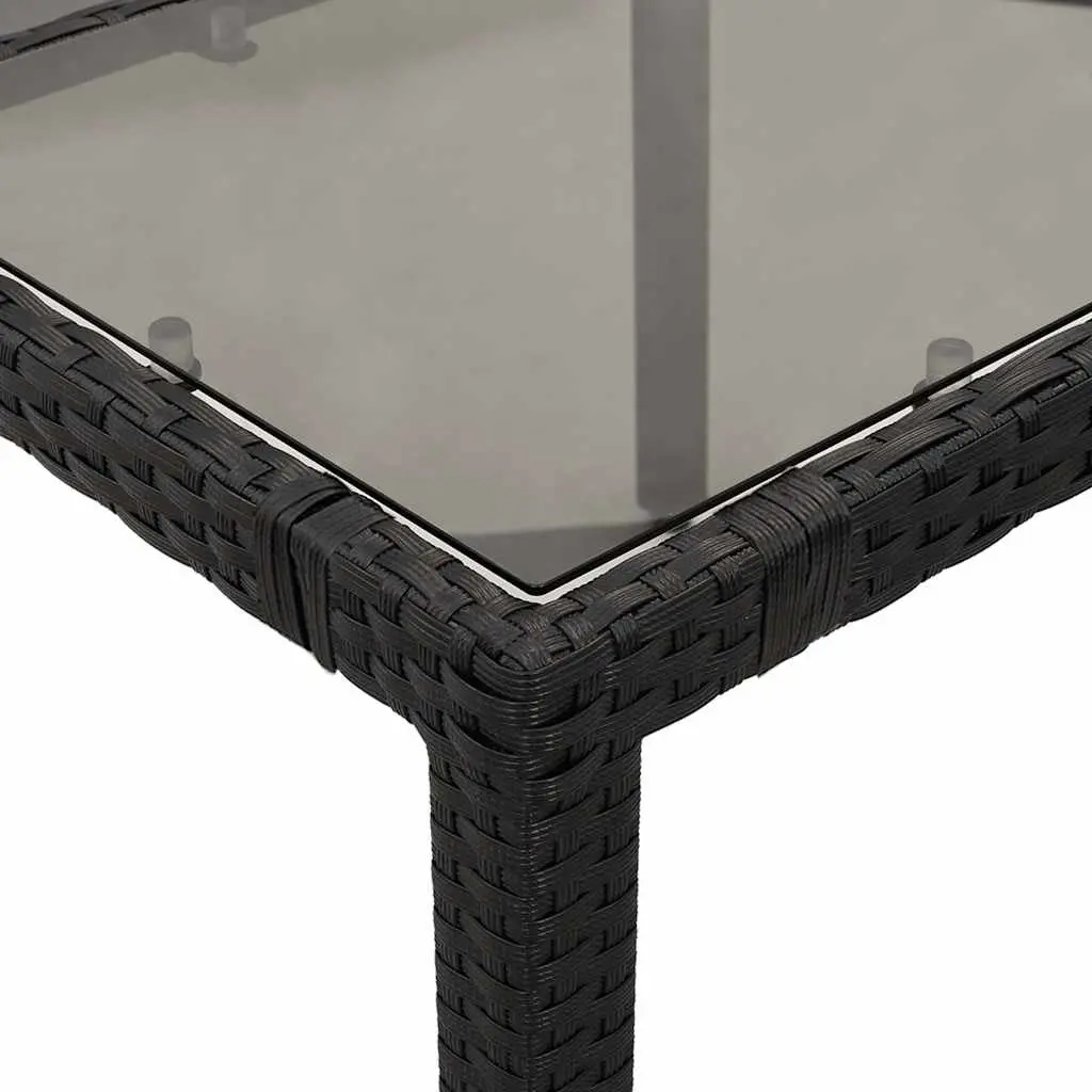 7 Piece Black Poly Rattan Bistro Set