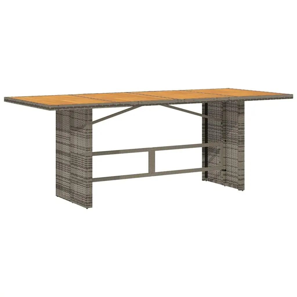 Garden Bistro Set PE Rattan 7 Piece Outdoor Furniture Grey Acacia Wood Table and Chairs