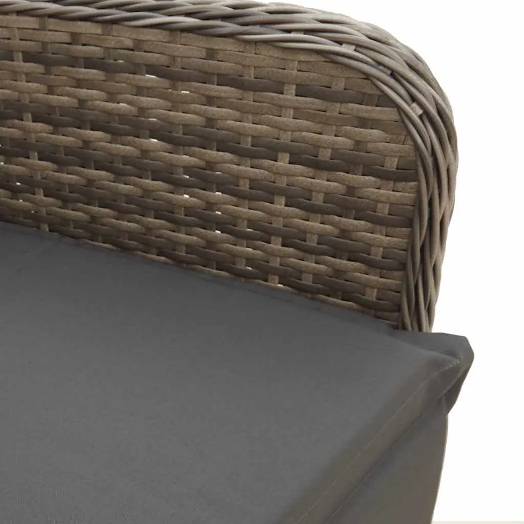 Garden Bistro Set PE Rattan Acacia Wood 9 Piece Outdoor Furniture Grey