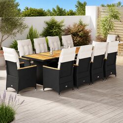 Durable Black PE Rattan 11-Piece Garden Bistro Set
