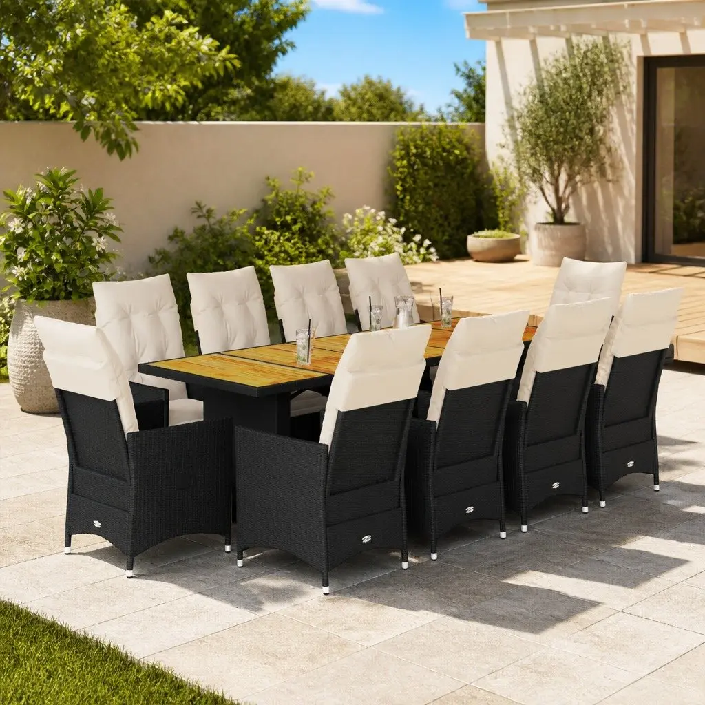 11-Piece Outdoor Bistro Set with Cushions
