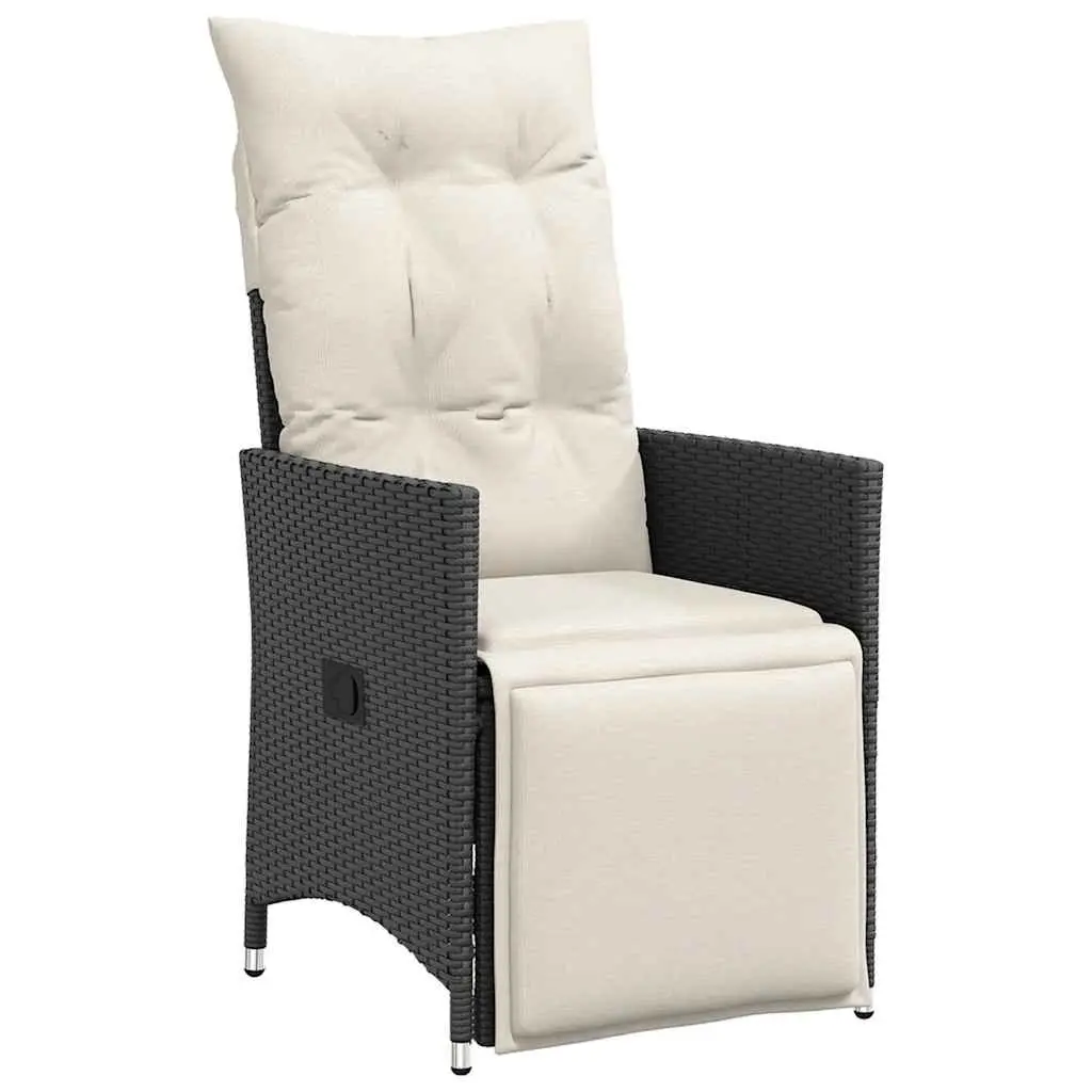 Bistro Set PE Rattan 11 Piece Outdoor Furniture Black with Cushions