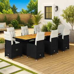 9-Piece Outdoor Garden Bistro Set with Cushions