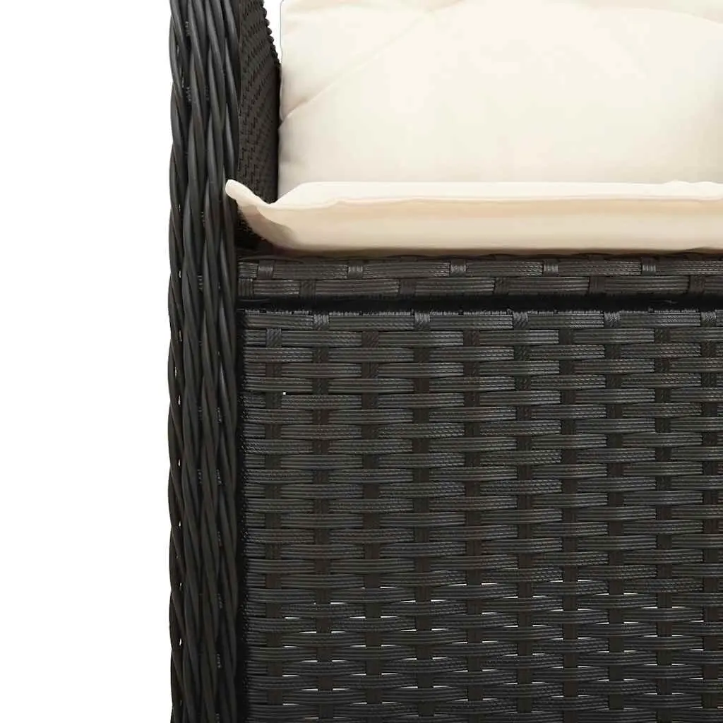 11 Piece Bistro Set PE Rattan Acacia Wood Black Outdoor Furniture