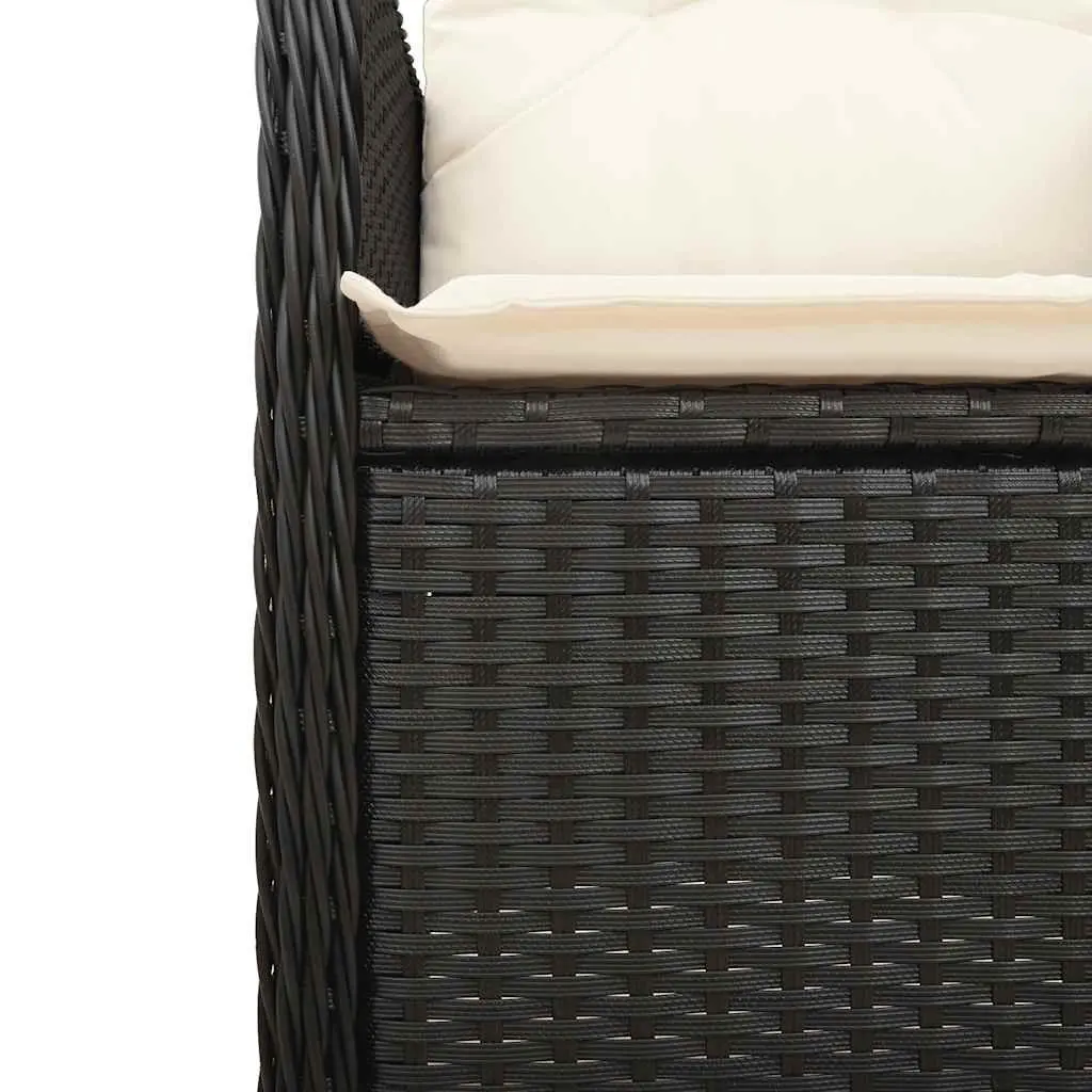 Garden Bistro Set PE Rattan 9 Piece Outdoor Furniture Black with Cushions