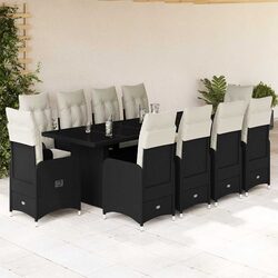 Premium 11-Piece Outdoor Bistro Set in Black Poly Rattan