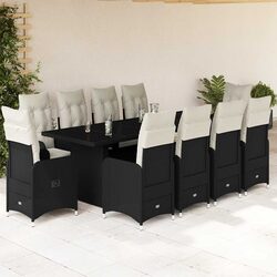 Premium 11-Piece Black Poly Rattan Garden Bistro Set