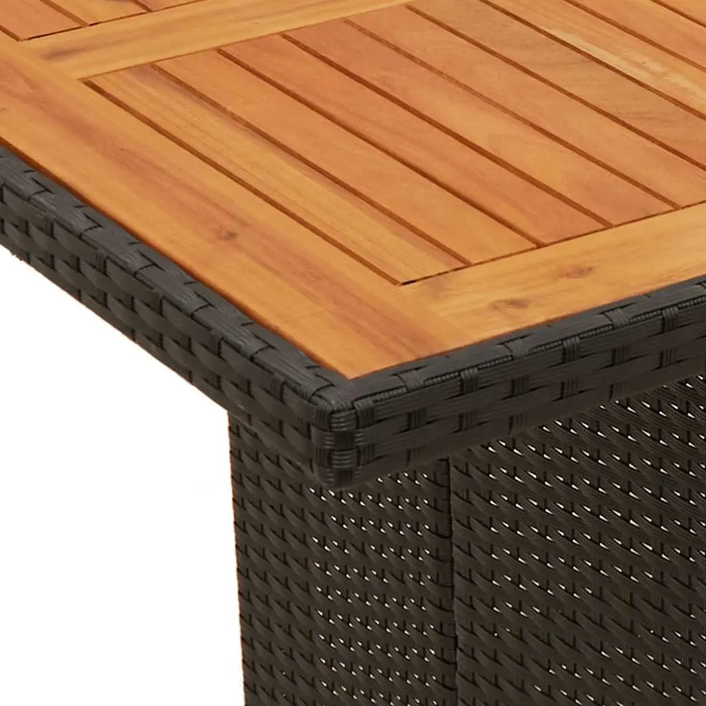9-Piece Black Rattan Garden Bistro Set