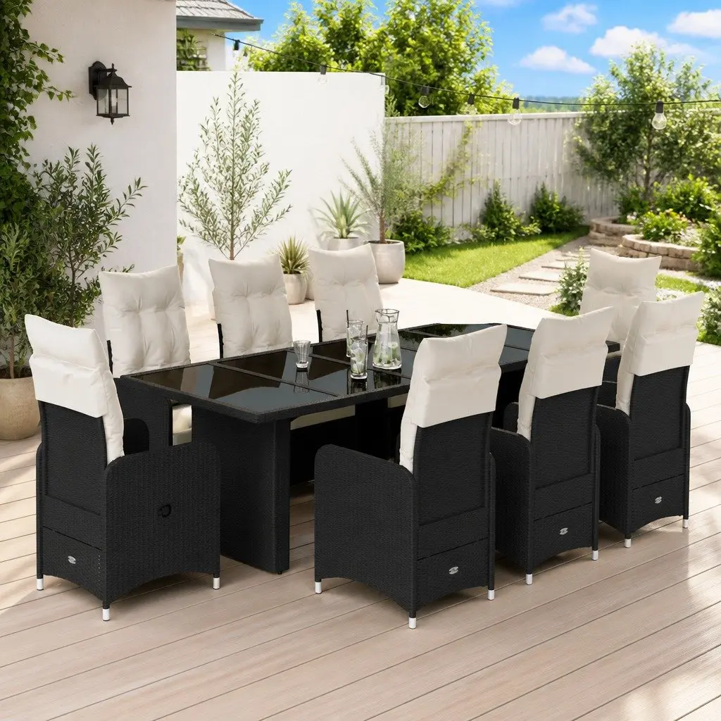 9-Piece Garden Bistro Set with Cushions