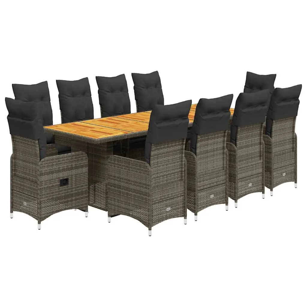 Grey Poly Rattan 11-Piece Garden Bistro Set