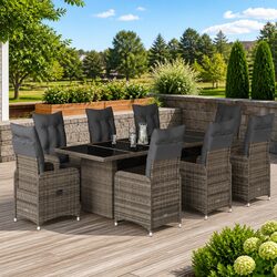 Premium 9 Piece Grey Outdoor Garden Bistro Set
