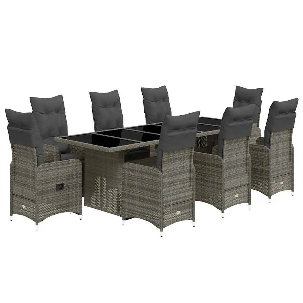 9 Piece Grey Outdoor Garden Bistro Set