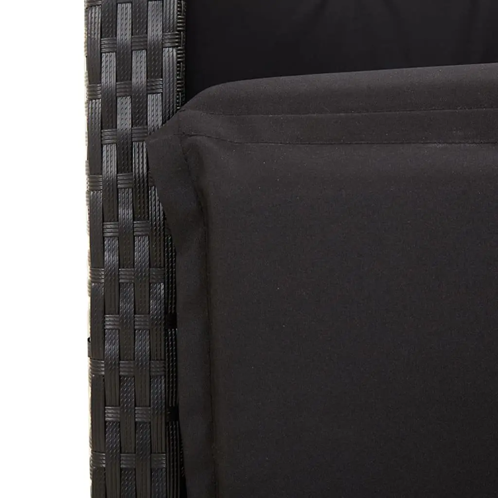 Black Poly Rattan 5 Piece Garden Dining Set with Adjustable Table