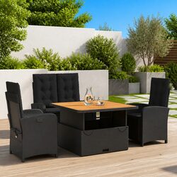 Durable 4 Piece Garden Dining Set with Cushions