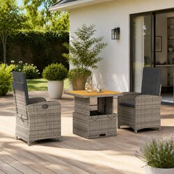3 Piece Garden Dining Set with Adjustable Features