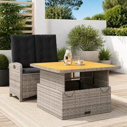 Stylish Grey Poly Rattan Garden Dining Set with Adjustable Features