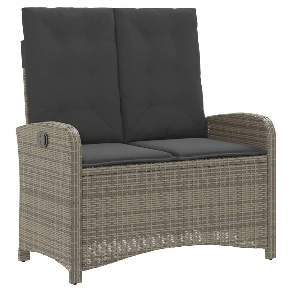 4-Piece Grey Poly Rattan Garden Dining Set with Cushions