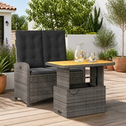 2-Piece Garden Dining Set with Adjustable Backrest