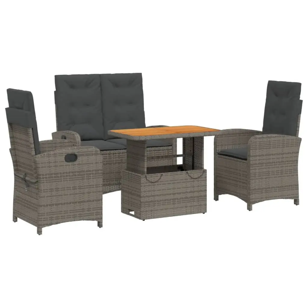 4 Piece Garden Dining Set in Grey Poly Rattan