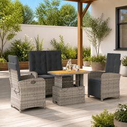 Premium 4 Piece Grey Rattan Garden Dining Set with Cushions