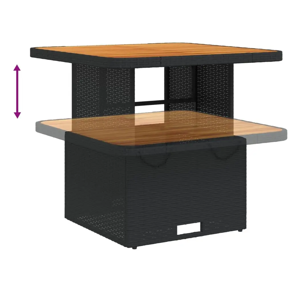 3 Piece Black Poly Rattan Outdoor Dining Set