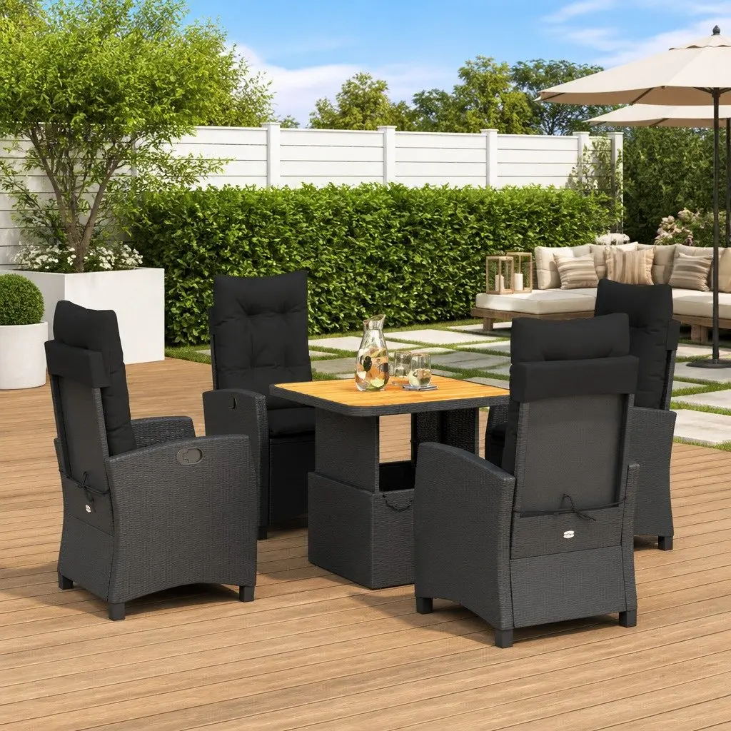 5 Piece Adjustable Outdoor Dining Set with Cushions