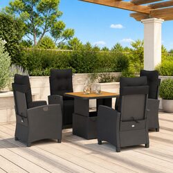 Premium 5 Piece Black Poly Rattan Garden Dining Set