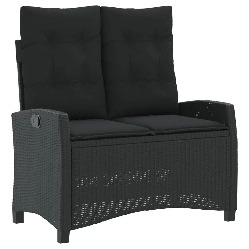 4 Piece Black Poly Rattan Outdoor Dining Set with Cushions
