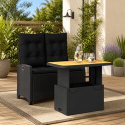 Durable Adjustable Garden Dining Set 2-Piece Black
