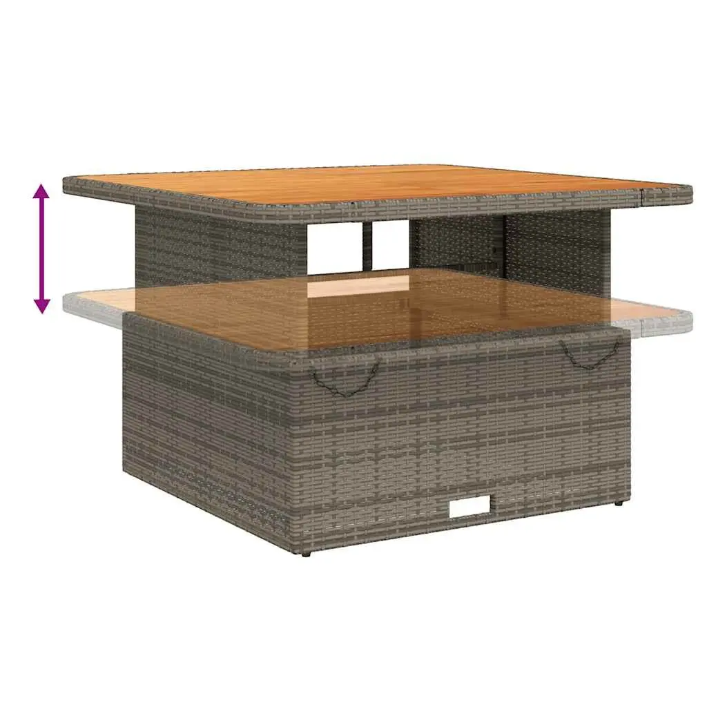 Garden Dining Set PE Rattan 2 Piece Grey Adjustable Backrest