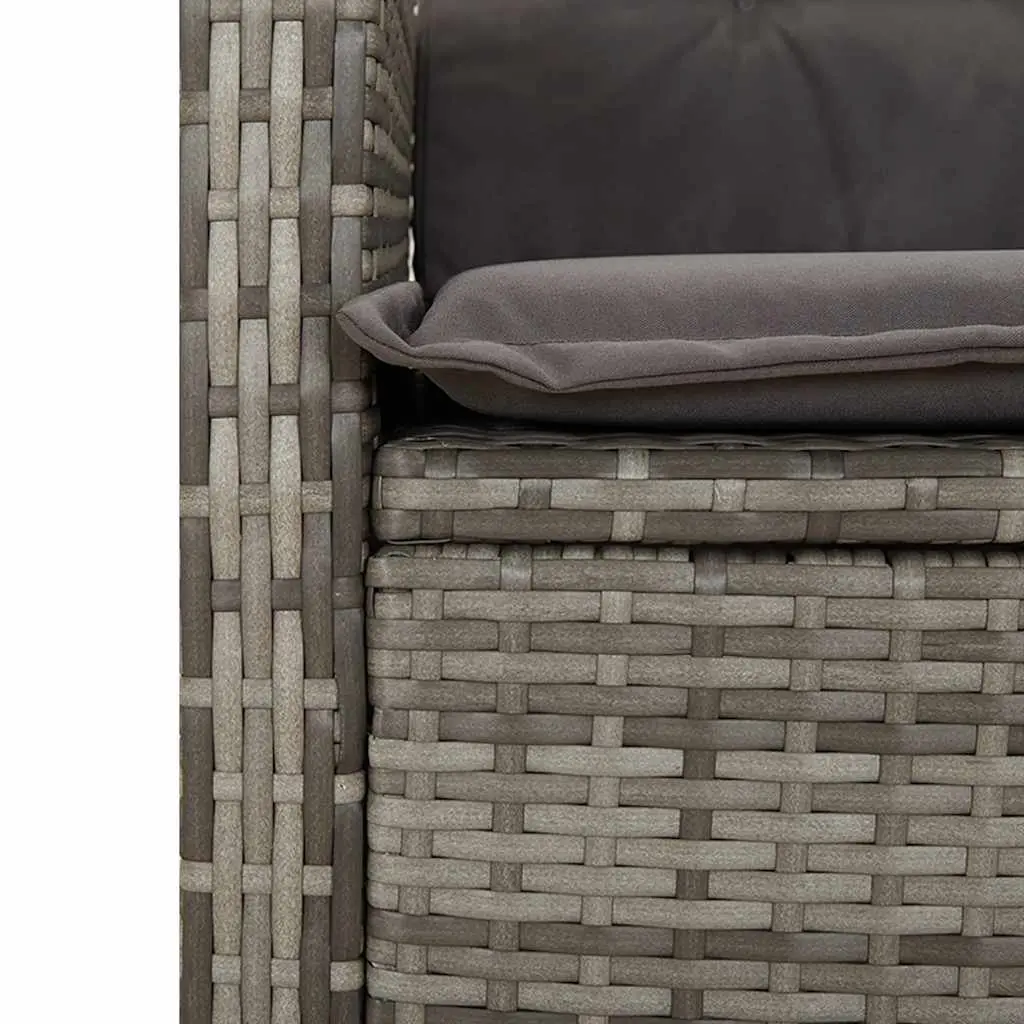 Garden Dining Set PE Rattan 2 Piece Grey Adjustable Backrest
