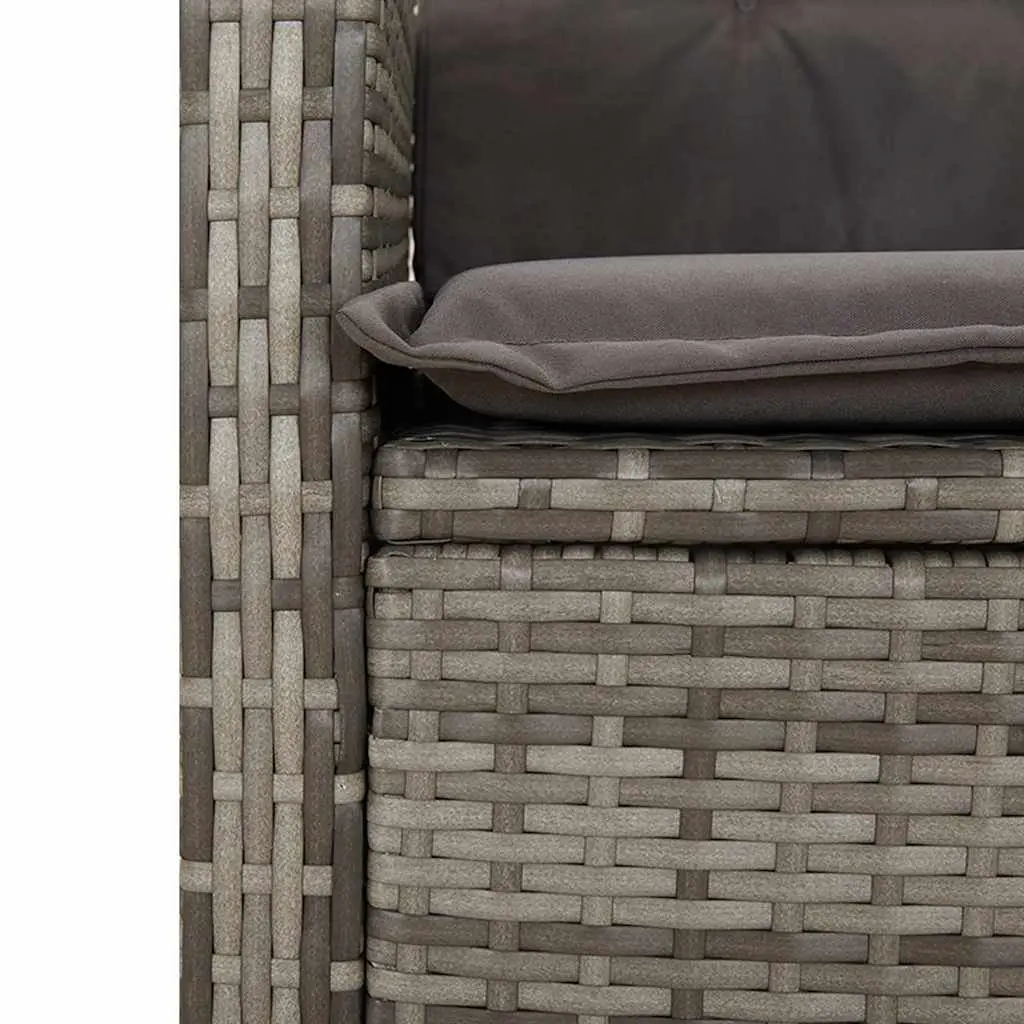Garden Dining Set 2 Piece Grey Rattan with Cushions
