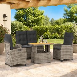 Premium 4-Piece Grey Poly Rattan Garden Dining Set
